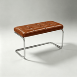 Modern Leather Ottoman with Chrome Base | Footrest & Bench - StoolTopiaOttoman
