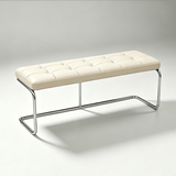Modern Leather Ottoman with Chrome Base | Footrest & Bench - StoolTopiaOttoman
