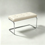 Modern Leather Ottoman with Chrome Base | Footrest & Bench - StoolTopiaOttoman