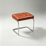 Modern Leather Ottoman with Chrome Base | Footrest & Bench - StoolTopiaOttoman