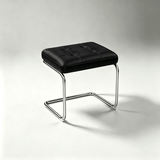 Modern Leather Ottoman with Chrome Base | Footrest & Bench - StoolTopiaOttoman