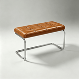 Modern Leather Ottoman with Chrome Base | Footrest & Bench - StoolTopiaOttoman