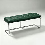 Modern Leather Ottoman with Chrome Base | Footrest & Bench - StoolTopiaOttoman