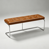 Modern Leather Ottoman with Chrome Base | Footrest & Bench - StoolTopiaOttoman