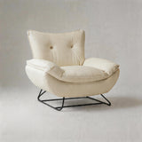 Modern Minimalist Upholstered Accent Chair with Ottoman for Living Room - StoolTopia