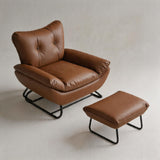 Modern Minimalist Upholstered Accent Chair with Ottoman for Living Room - StoolTopia