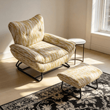 Modern Minimalist Upholstered Accent Chair with Ottoman for Living Room - StoolTopia
