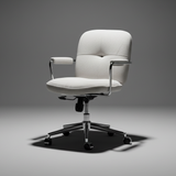 Office chair 360-degree view displaying smooth-rolling caster wheels and 64cm stable base diameter