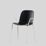 Modern Perforated Plastic Dining Chair with Metal Frame for Contemporary Spaces - StoolTopia