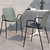 Modern Perforated Plastic Dining Chair with Metal Frame for Contemporary Spaces - StoolTopia