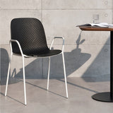 Modern Perforated Plastic Dining Chair with Metal Frame for Contemporary Spaces - StoolTopia