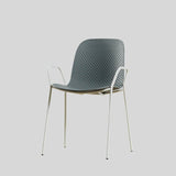 Modern Perforated Plastic Dining Chair with Metal Frame for Contemporary Spaces - StoolTopia