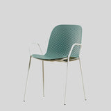 Modern Perforated Plastic Dining Chair with Metal Frame for Contemporary Spaces - StoolTopia