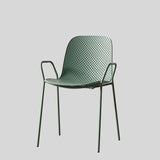 Modern Perforated Plastic Dining Chair with Metal Frame for Contemporary Spaces - StoolTopia