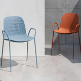 Modern Perforated Plastic Dining Chair with Metal Frame for Contemporary Spaces - StoolTopia