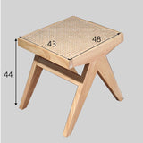 Modern Rattan and Wood Bench - Natural Woven Seat with Solid Wood Frame - StoolTopia
