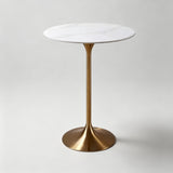 Modern Round Bar Table - Metal Base with Wood or Stone Top | Custom Height & Diameter - StoolTopia