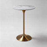 Modern Round Bar Table - Metal Base with Wood or Stone Top | Custom Height & Diameter - StoolTopia
