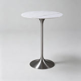 Modern Round Bar Table - Metal Base with Wood or Stone Top | Custom Height & Diameter - StoolTopia