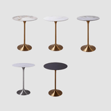 Modern Round Bar Table - Metal Base with Wood or Stone Top | Custom Height & Diameter - StoolTopia