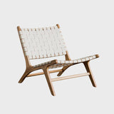 Modern Saddle Leather Sling Lounge Chair with Wooden Frame - StoolTopia