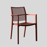 Modern Stackable Outdoor Dining Chair – Durable Slatted Armchair for Café, Patio & Garden - StoolTopia