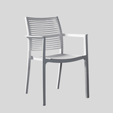 Modern Stackable Outdoor Dining Chair – Durable Slatted Armchair for Café, Patio & Garden - StoolTopia