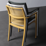Modern Stackable Outdoor Dining Chair – Durable Slatted Armchair for Café, Patio & Garden - StoolTopia