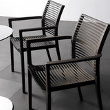 Modern Stackable Outdoor Dining Chair – Durable Slatted Armchair for Café, Patio & Garden - StoolTopia