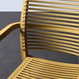 Modern Stackable Outdoor Dining Chair – Durable Slatted Armchair for Café, Patio & Garden - StoolTopia