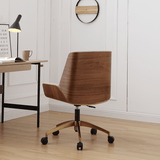 Modern Swivel Desk Chair with Wooden Frame and Gold or Silver Base - StoolTopia
