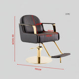 Modern Swivel Salon Chair - Adjustable Height | Faux Leather & Gold/Chrome Base -