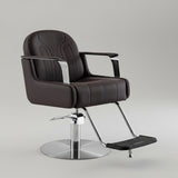Modern Swivel Salon Chair - Adjustable Height | Faux Leather & Gold/Chrome Base -