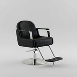 Modern Swivel Salon Chair - Adjustable Height | Faux Leather & Gold/Chrome Base -