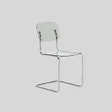 Transparent Acrylic Dining Chair - Sleek Cantilever Design & Chrome Frame - StoolTopia