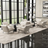 Modern Tufted Microfiber Leather Accent Chair with Arms - StoolTopia