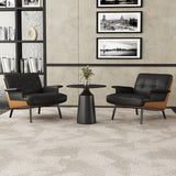 Modern Tufted Microfiber Leather Accent Chair with Arms - StoolTopia