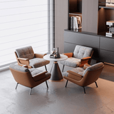 Modern Tufted Microfiber Leather Accent Chair with Arms - StoolTopia