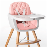 Multifunctional Adjustable Baby High Chair with Wooden Legs - StoolTopia