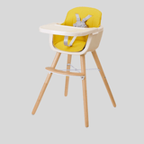 Multifunctional Adjustable Baby High Chair with Wooden Legs - StoolTopia
