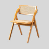 Natural Rattan Folding Dining Chair – Solid Wood Frame, Breathable Cane Weave, Southeast Asian Vintage - Modern Design for Dining Rooms, Balconies & Garden Leisure - StoolTopia