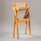 Natural Rattan Folding Dining Chair – Solid Wood Frame, Breathable Cane Weave, Southeast Asian Vintage - Modern Design for Dining Rooms, Balconies & Garden Leisure - StoolTopia