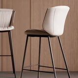 Nordic Leather Bar Chair - Modern Counter Height Stool for Kitchen & Salon - StoolTopia
