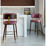 Nordic Minimalist Velvet Bar Stool with Solid Wood Frame & Metal Accents – Customisable Colours & Heights - StoolTopia
