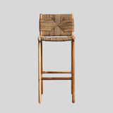 Nordic Solid Wood Bar Chair - Rattan Woven Seat with Backrest - StoolTopia