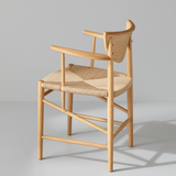 Nordic Solid Wood Dining Chair – Curved Backrest Armchair - StoolTopia