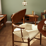 Nordic Solid Wood Dining Chair – Curved Backrest Armchair - StoolTopia