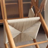 Nordic Woven Dining Chair – Solid Wood Frame with Handcrafted Rope Seat - StoolTopia