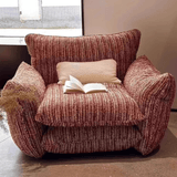 Oversized Cloud Lounge Armchair – Plush Bouclé Fabric Reading Chair with Deep Cushions - StoolTopia