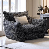 Oversized Cloud Lounge Armchair – Plush Bouclé Fabric Reading Chair with Deep Cushions - StoolTopia